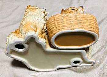 犬　ポメラニアン　陶器　置物　靴べら入れ 中サイズ Amazon.co.jp: 犬 ポメラニアン 陶器 置物 靴べら入れ 中サイズ